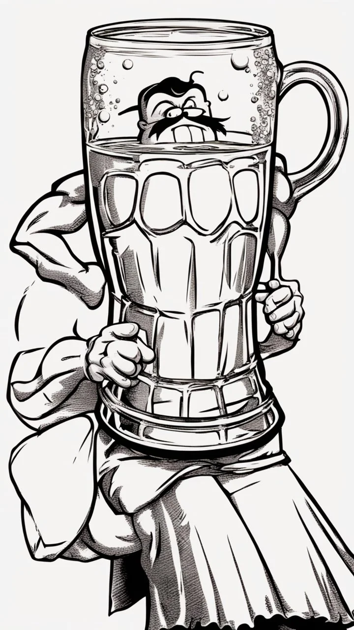 Captain Crunch holding a large glass beer mug