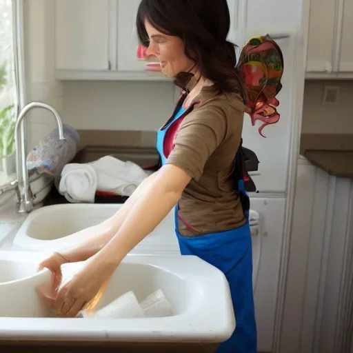 washing dishes