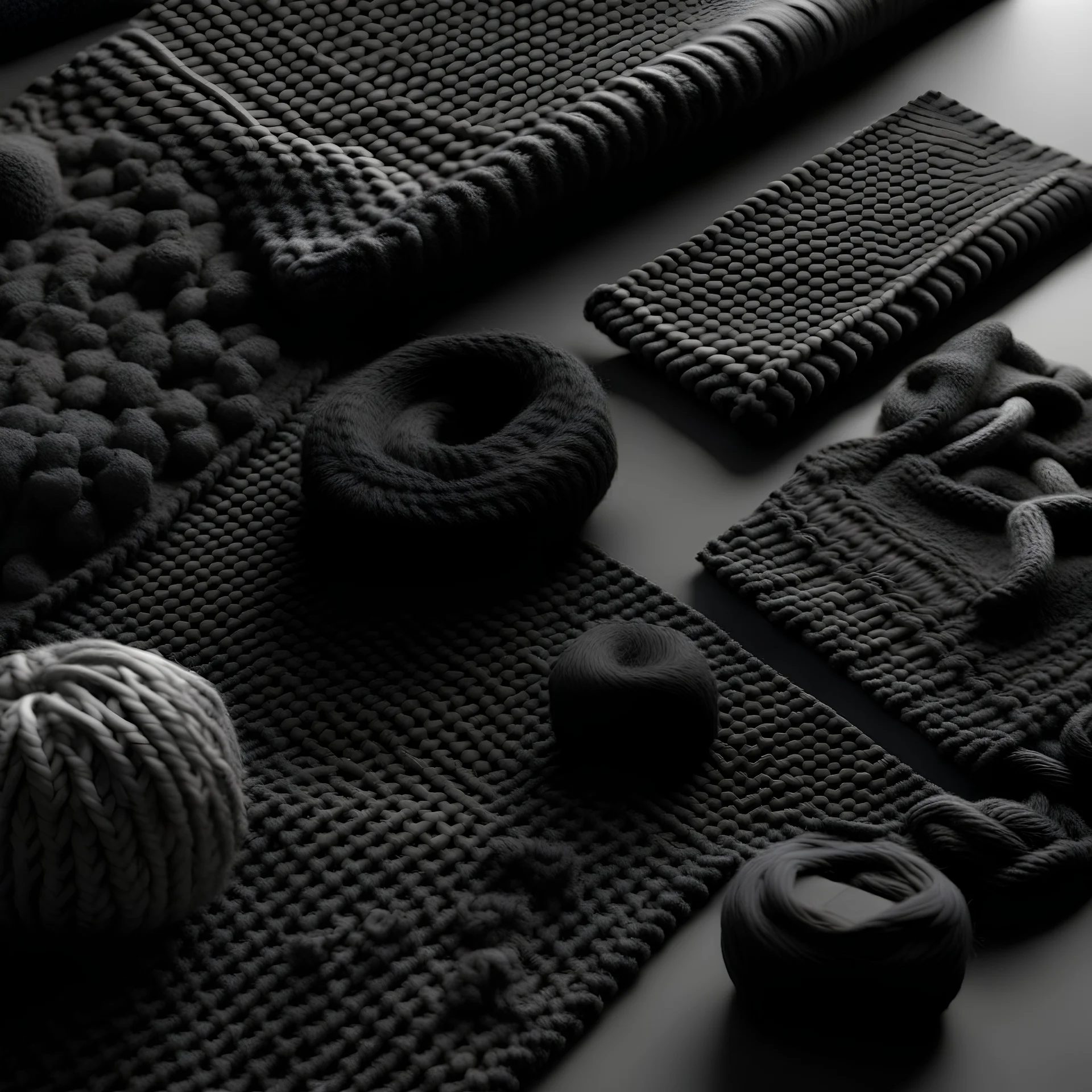 Flat lay, infinite pattern, wool, tiliable, dark grey,