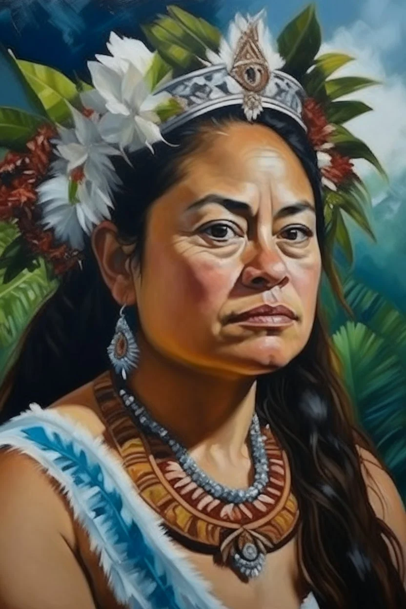 Painting portrait of samoan queen