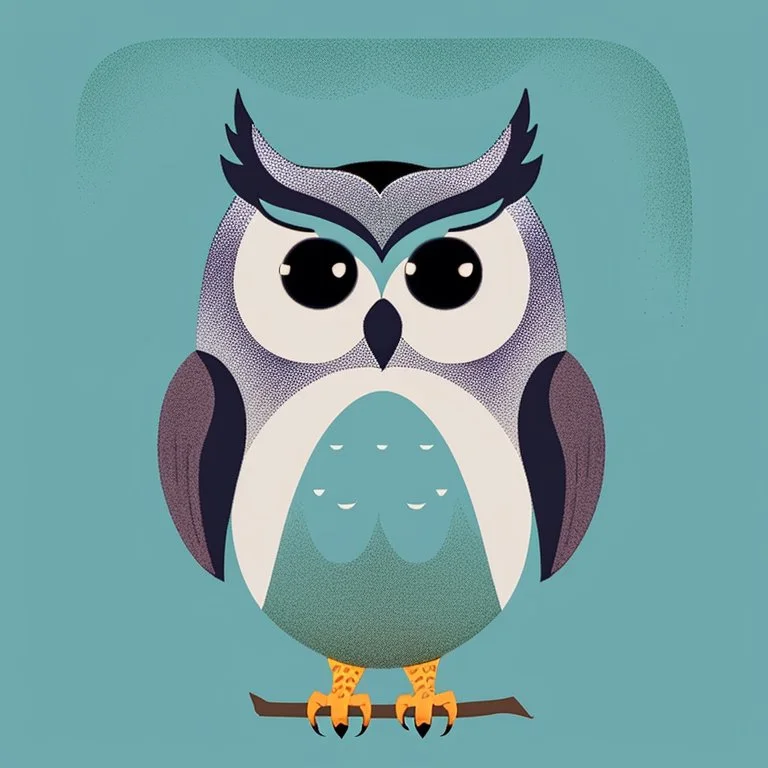 Owl + moin. Logo design minimalist. Soft colors. Simple,