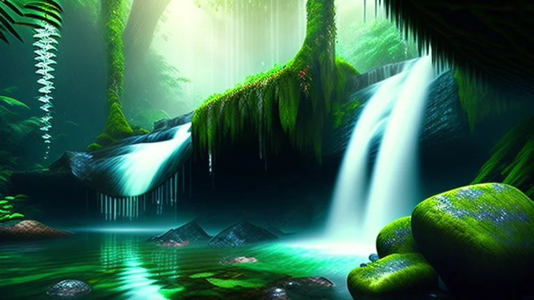 water fall in a rain forest