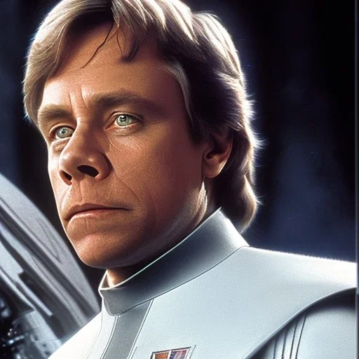 extremely detailed 8k hyperspace wallpaper,complete and photo realistic detailed head to waist stunning photo realistic portrait of mark hamill as luke skywalker in star wars with short lenght, Symmetrical, soft, fine, warm, photo realistic hair, blue eyes, professional majestic photo realistic painting by Ed Blinkey, Atey Ghailan, by Jeremy Mann, Greg Manchess, Antonio Moro, trending on ArtStation, Intricate, High Detail, Sharp focus,dramatic, by greg rutkowski,careworn face,space outfit