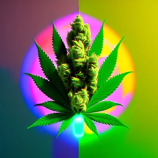 Marijuana, glow, neon, bright color, detail, 8k resolution, unreal 5k engine