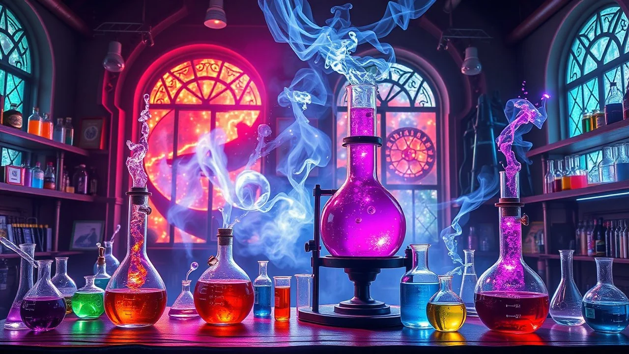 Dans le laboratoire de chimie fantastique, Les alambics chantent des mélodies magiques. Des fioles scintillantes dansent avec éclat, Révélant les secrets de l'univers éclatant. Les potions et les élixirs, une symphonie de couleurs, Dans ce sanctuaire de connaissances et de valeurs. Expériences extravagantes, découvertes exaltantes, Dans ce laboratoire où la science devient enchanteresse.