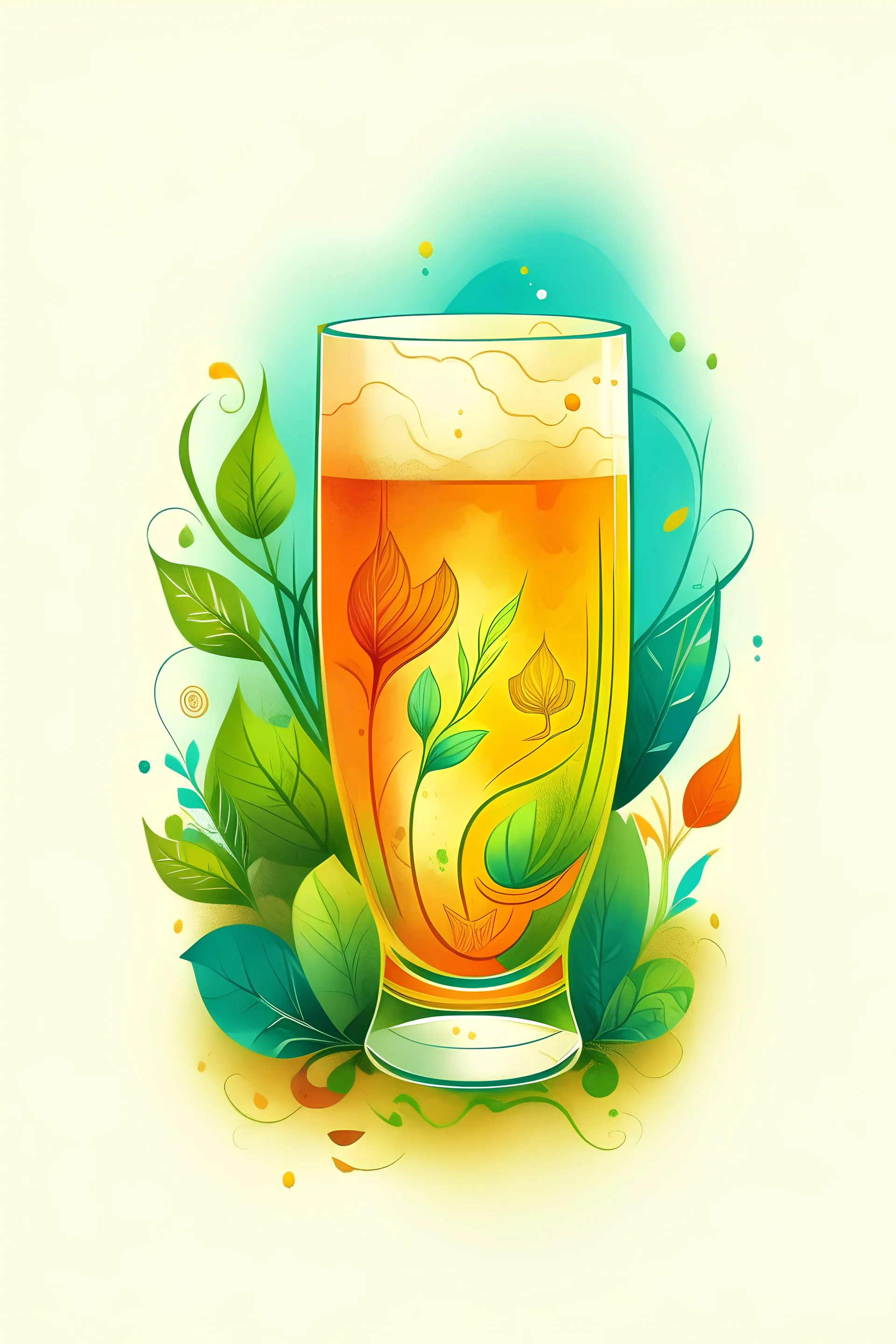 An artistic rendition of a beer glass nestled within a vibrant, stylized oasis. This could include watercolor-inspired strokes to depict greenery, with a subtle touch of the cocktail's colors blending seamlessly into the foliage. The logo aims to convey the fusion of natural freshness with the pleasures of crafted beverages, evoking a sense of rejuvenation and enjoyment.