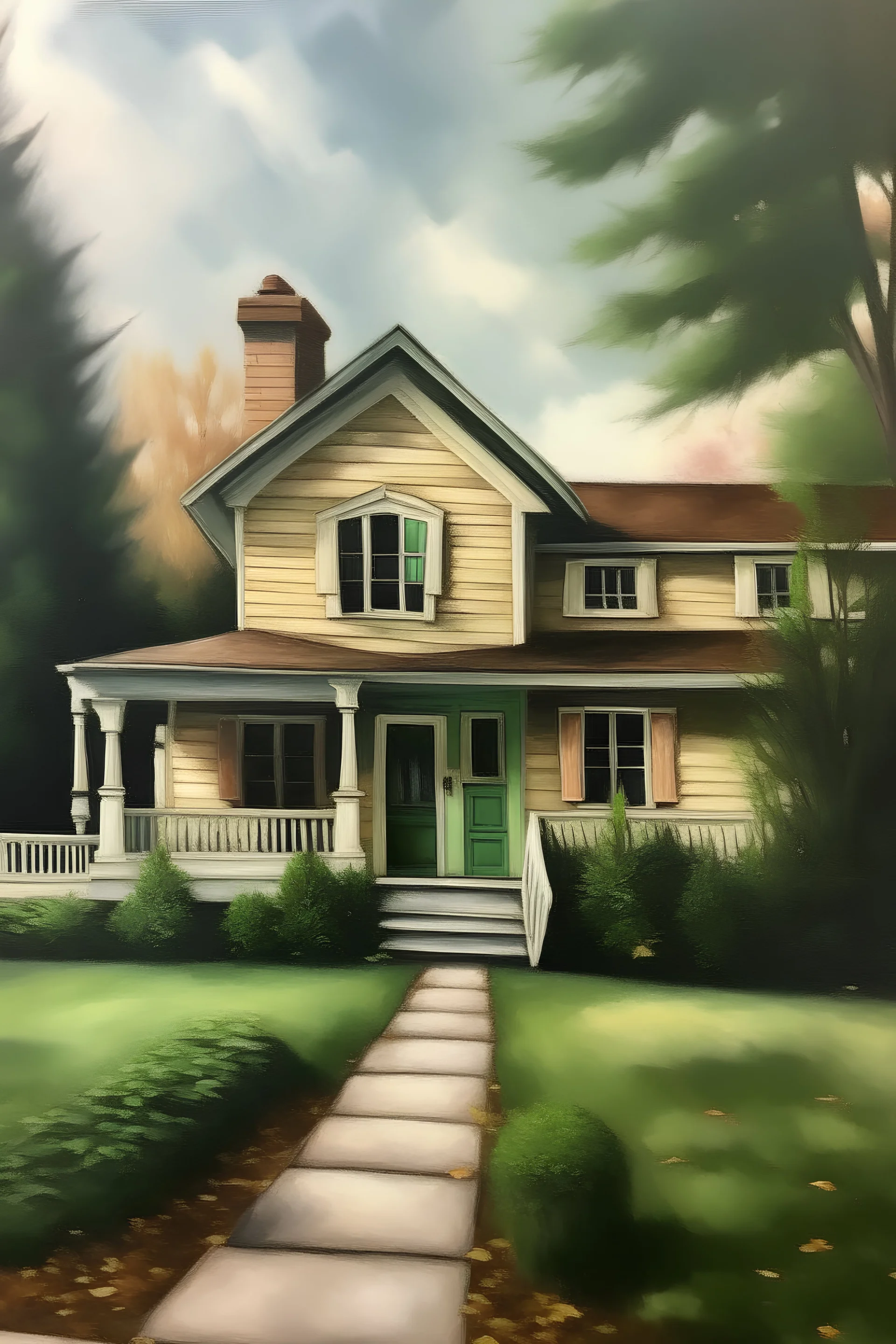 Oil painting of our first home