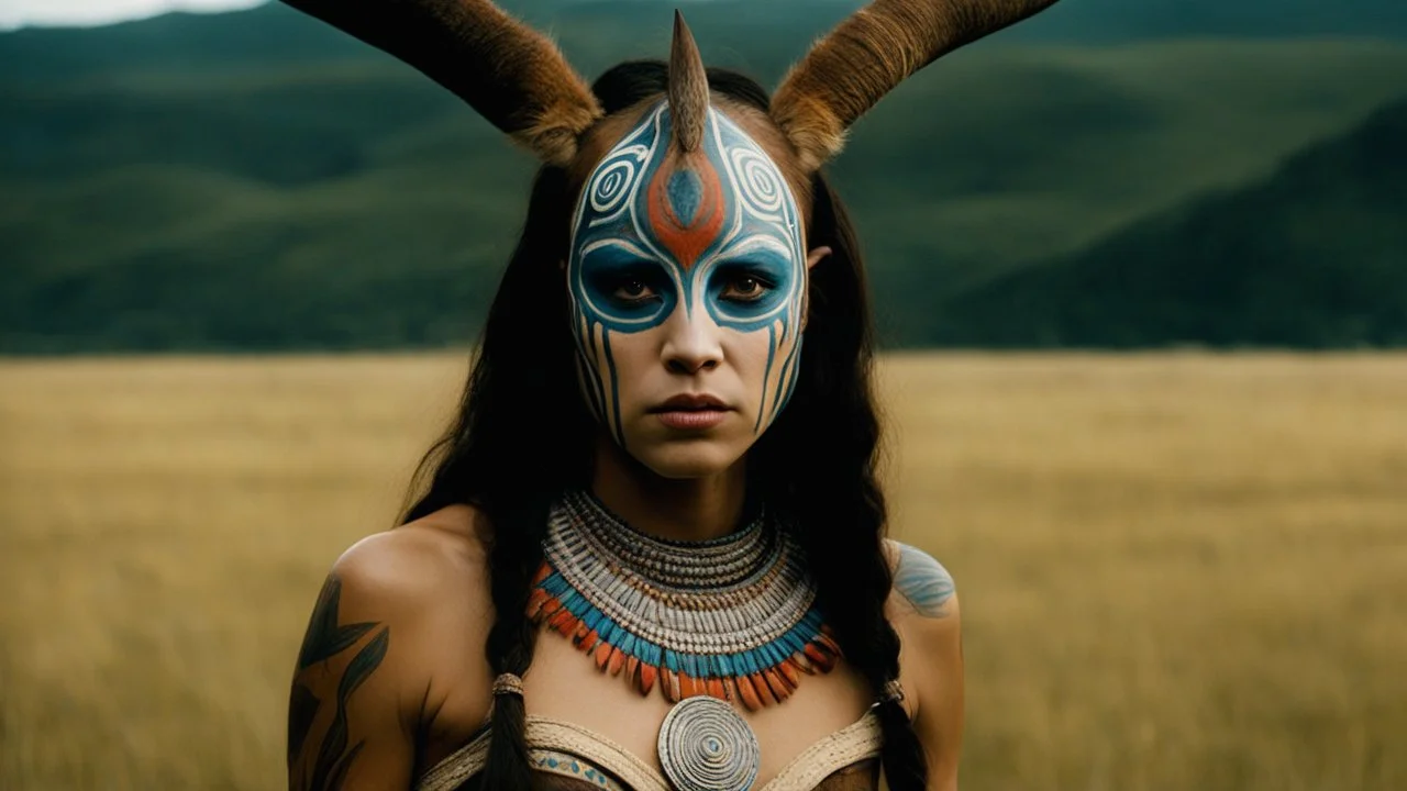 [Pan's Labyrinth (2006)] The painting of Little gazelle (Tatanka-cikala)'s face and body among the plains tribes was said to be a form of mental conditioning. the Warrior paint herself with personal protective designs and colors before she engages in battle with an enemy.