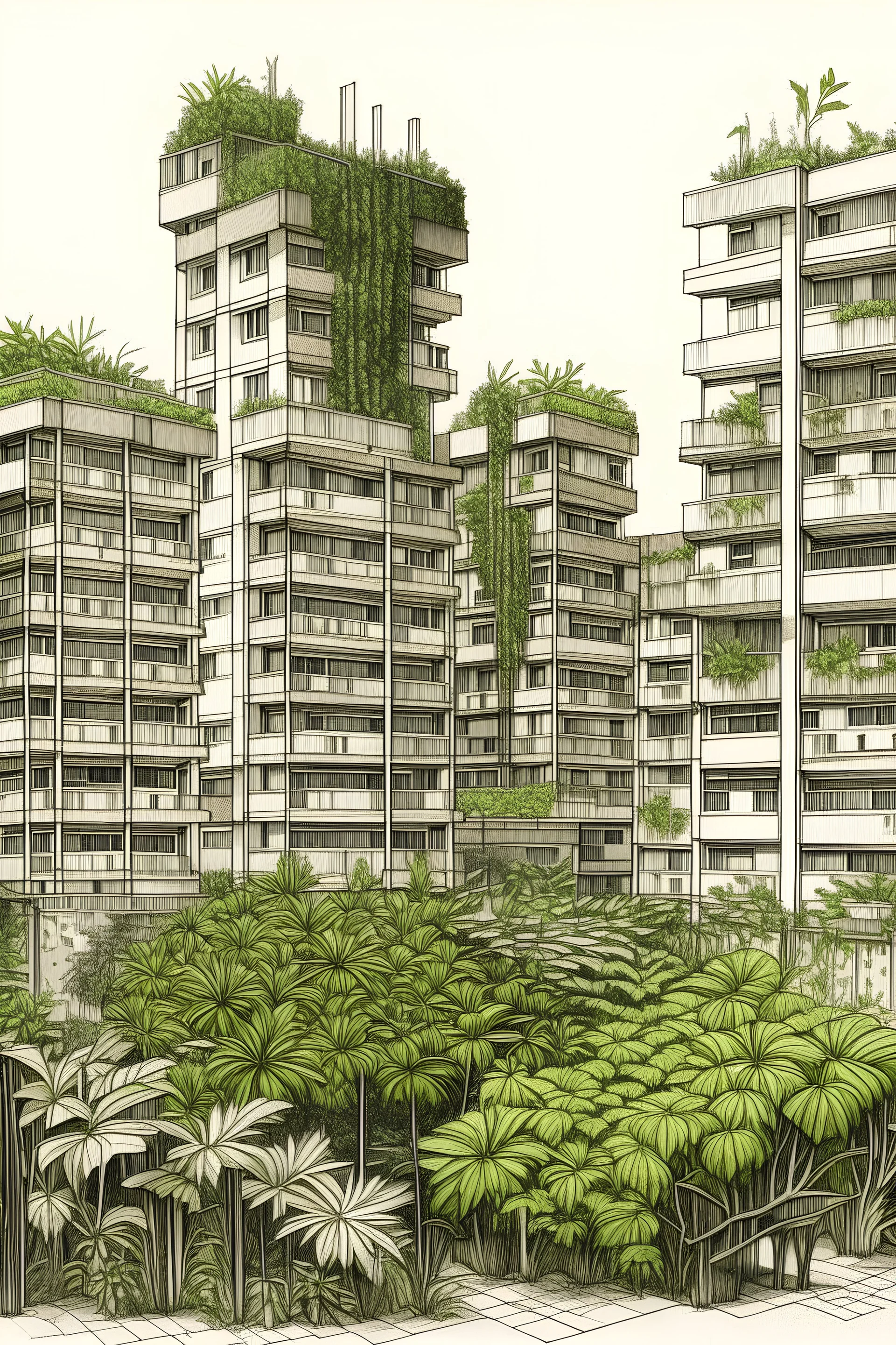 Drema city, plants, drawing