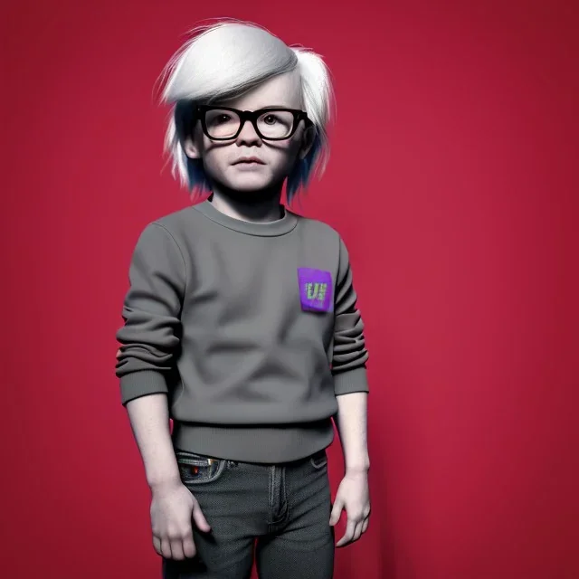 Andy warhol toddler, full body, boken, dramatic lighting, hyper realistic