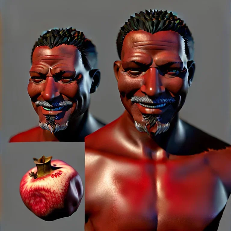 Buff black man gives you an Pomegranate and smiles at you