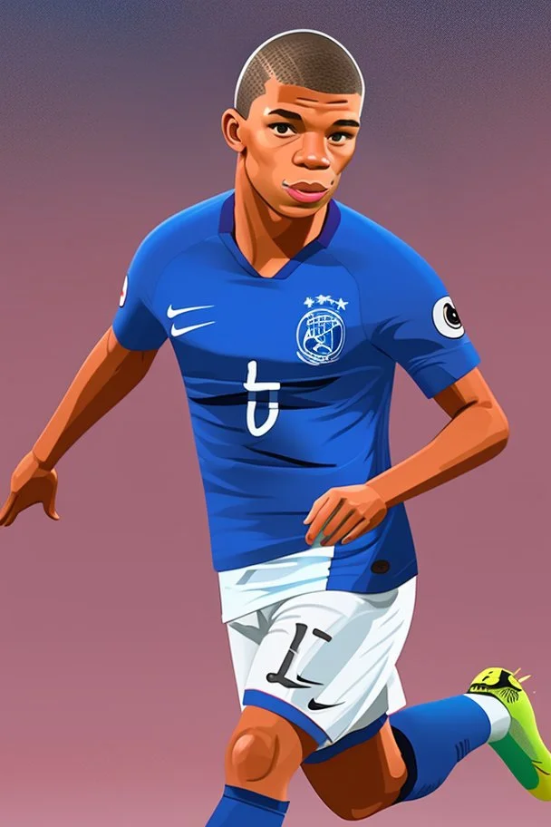 Kylian Mbappe French soccer player cartoon 2d