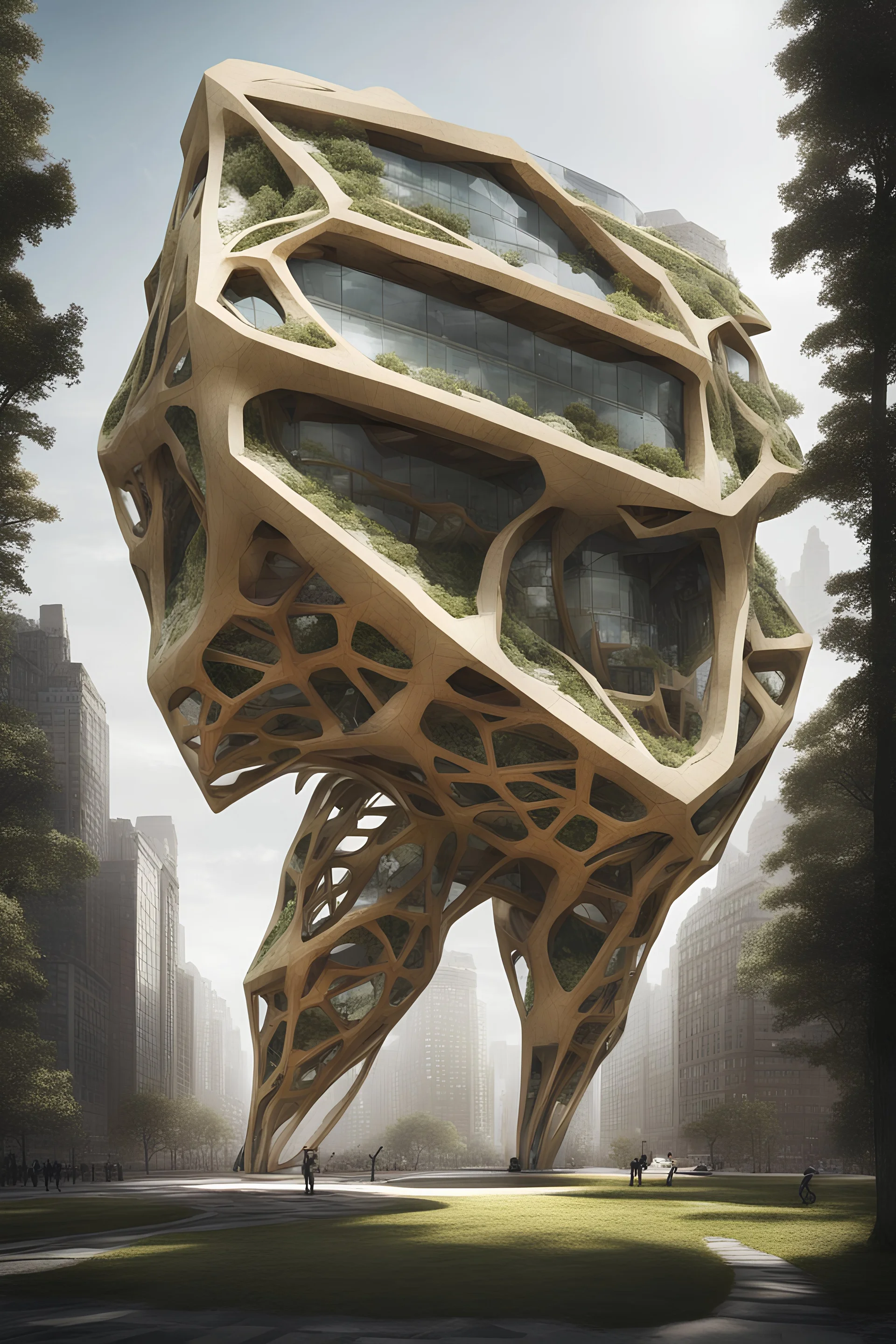 impossible geometry giant organic carnivore building