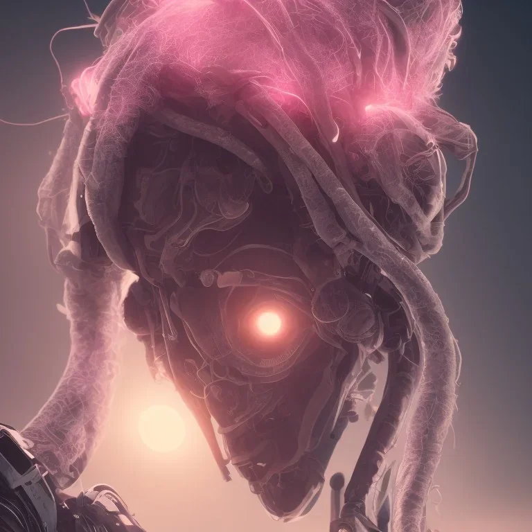 LOVING, MOTHER ALIEN, CLOSE UP, FACE, cinematic lighting, 4k, 8k, octane render, digital concept art, ambient lighting, PINK, SUNSET