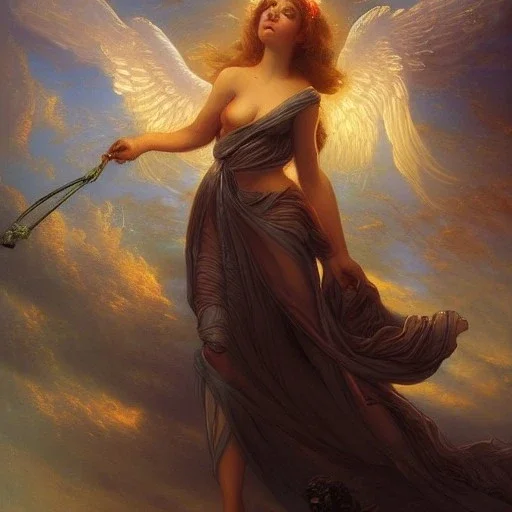 Retrato de um anjo lindo e prostituto, de Peter Mehrbacher, Thomas Kinkade e Raphael Lacoste, obra-prima, ilustração, com muitos detalhes, detalhes finos, intrincados, popular na Art Station