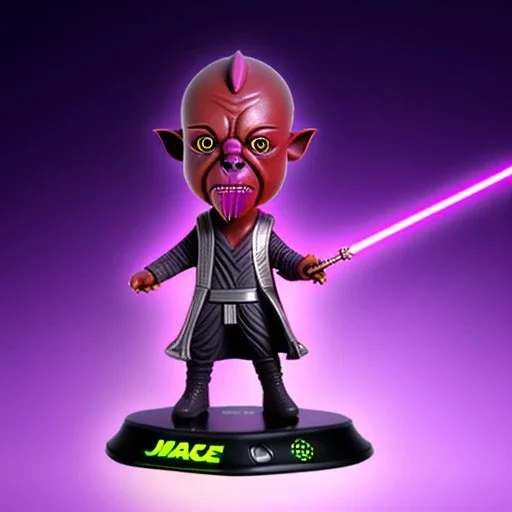 Plastic mace windu purpleGlow jedi bobblehead with boots, samuel
