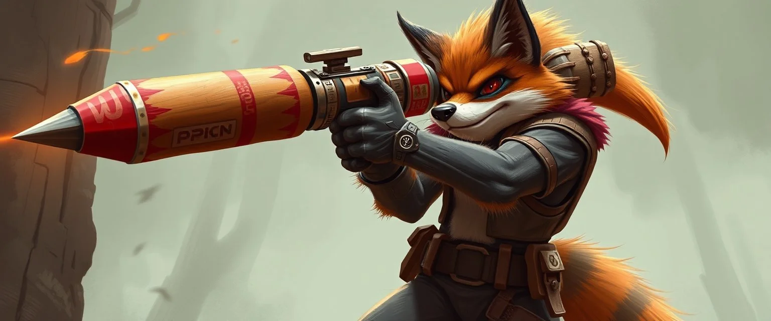 spider fox orc holding bazooka