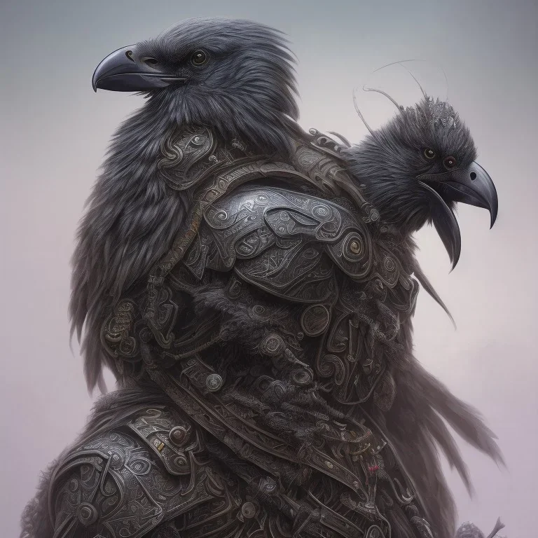 angry Raven warrior in black and purple battle armor, a highly detailed illustration, background of Inka jungle, realistic render, 8 k, micro detail, intricate, elegant, centered, digital painting, Artstation, smooth, sharp focus, illustration, artgerm, tomasz alen kopera, peter mohrbacher, donato giancola, joseph christian leyendecker, wlop, boris vallejo