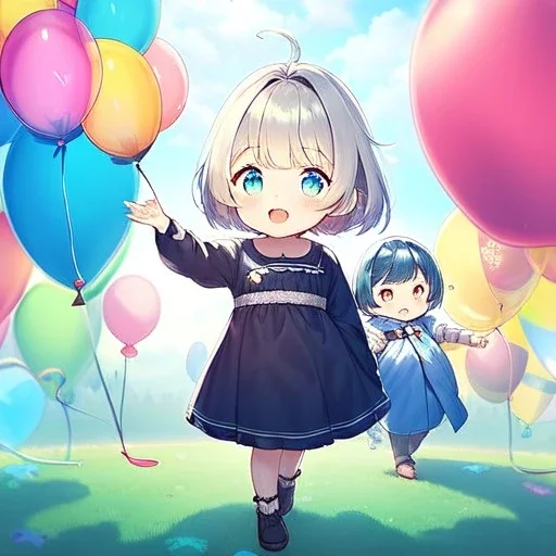 yound anime child letting go of a balloon