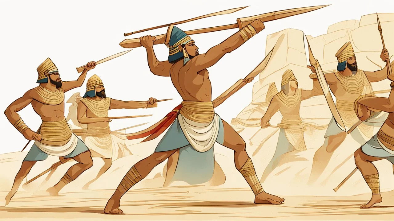 Pharaonic soldiers fighting in battle