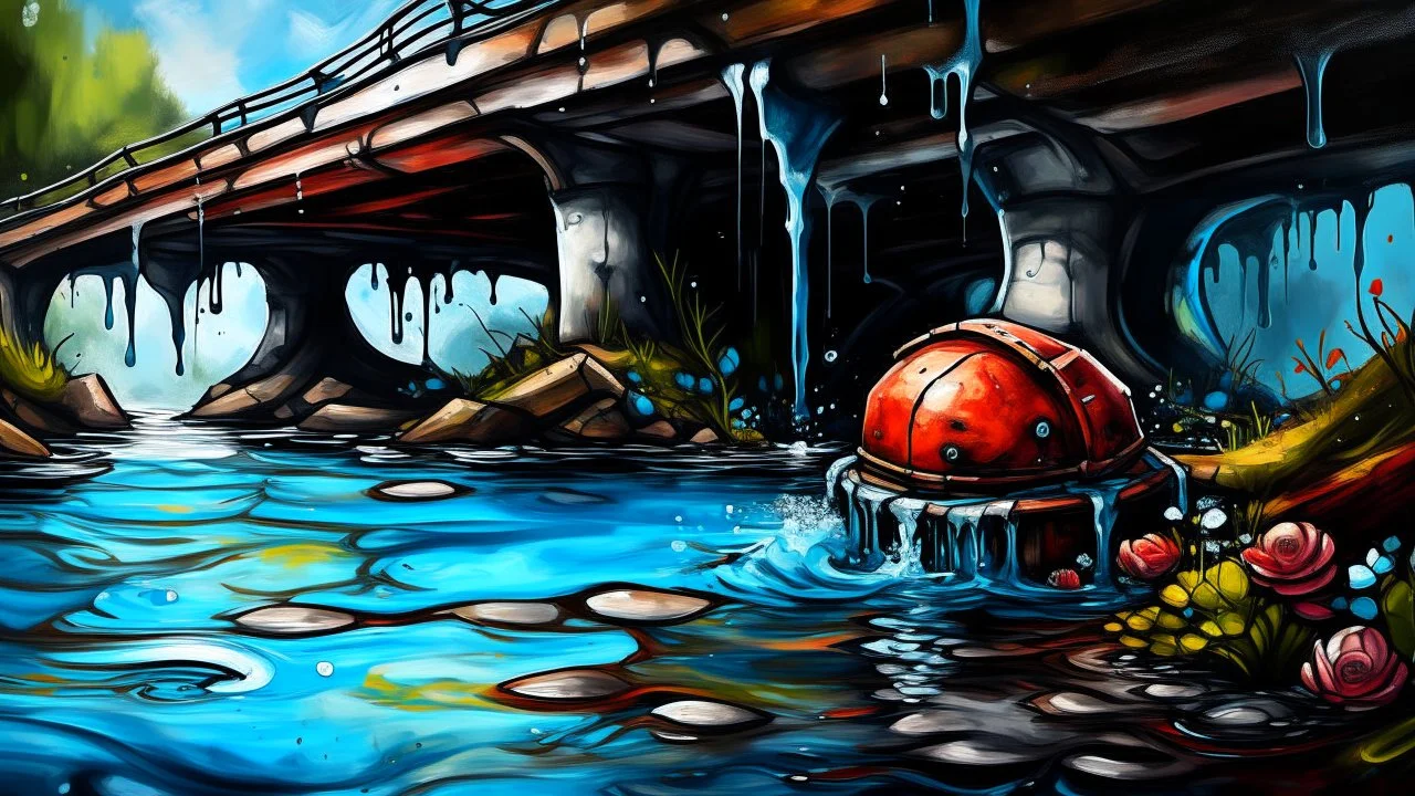 water under a bridge. Contemporary art.