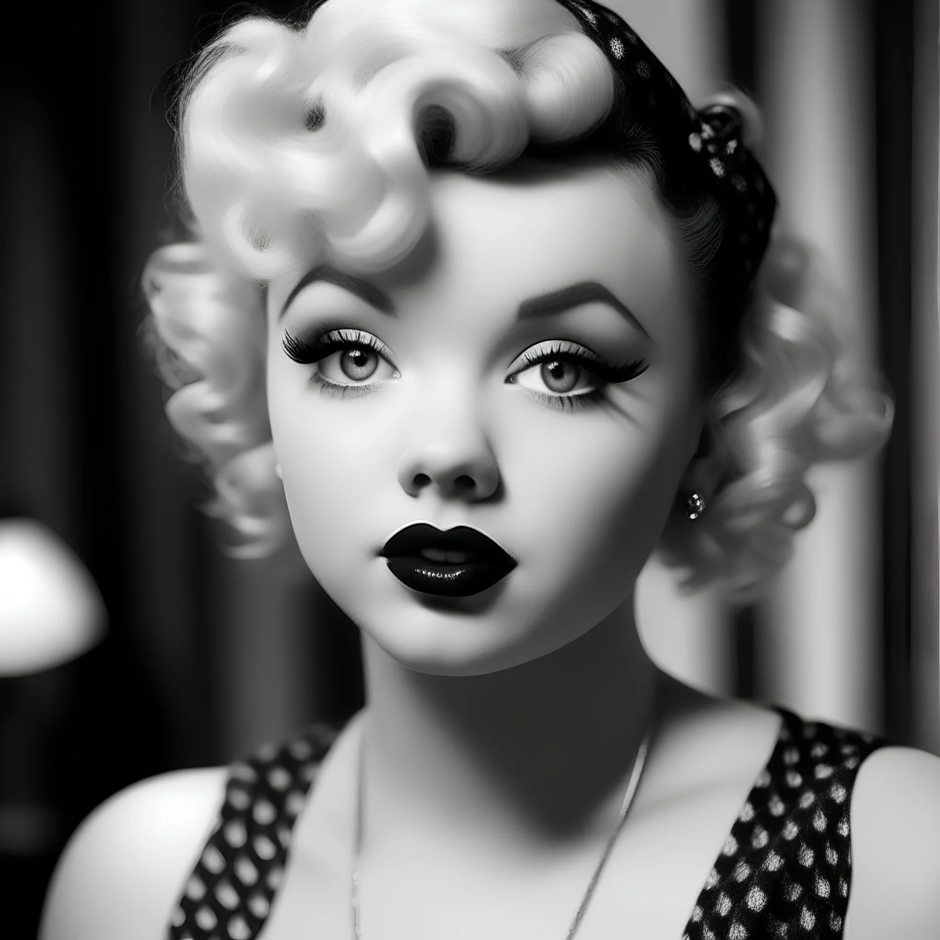 A girl who looks like betty boop and marilyn monroe