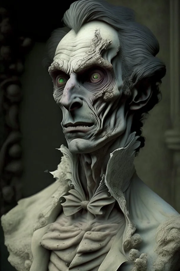 cursed man from a royal familly victorian times whose skin looks like stone sculpture