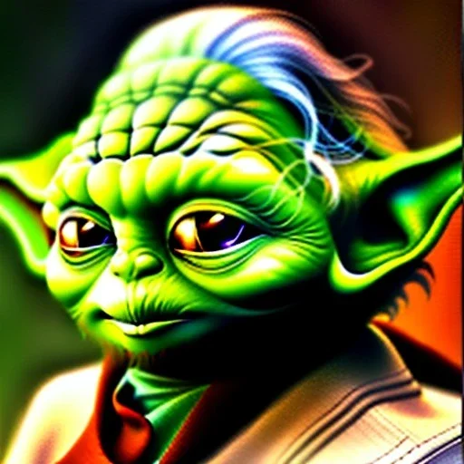 Retrato al oleo de cuerpo entero de Yoda al estilo de Van Gogh