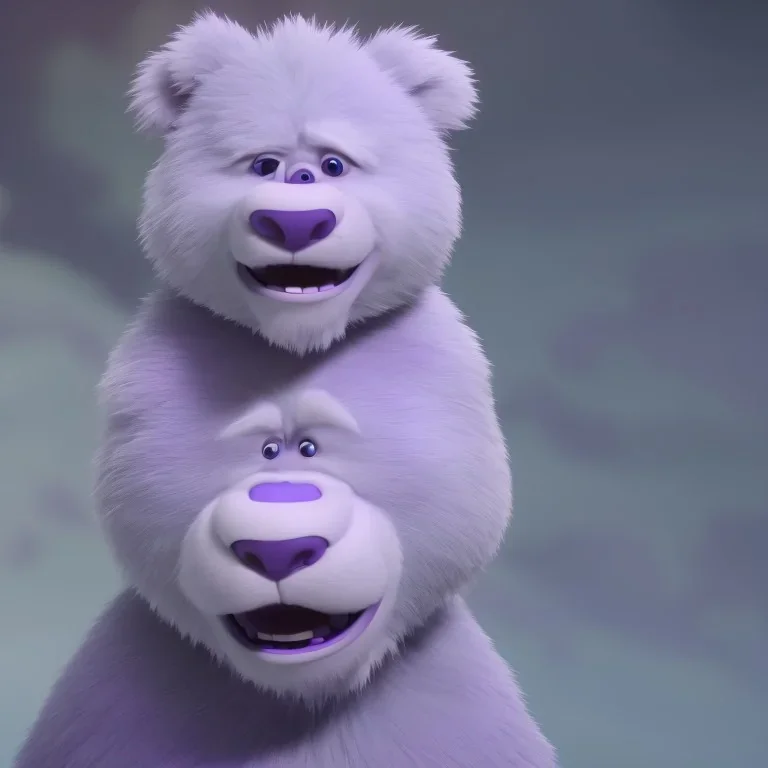 He is a white/purple bear animatronic, far different from his counterparts. The light-purple color is featured on his muzzle, stomach, shoulders, elbows, knees,