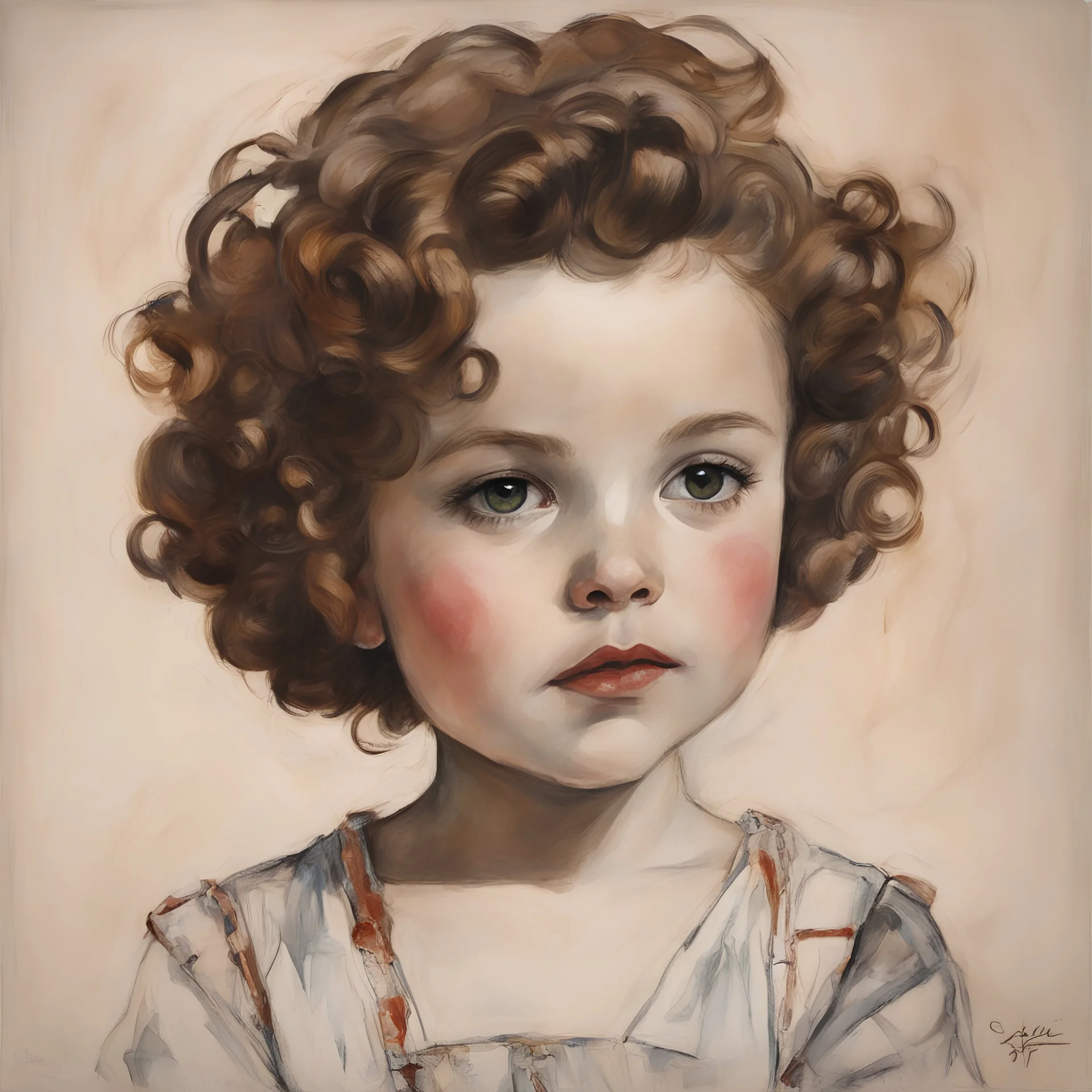Shirley temple in the style of egon Schiele