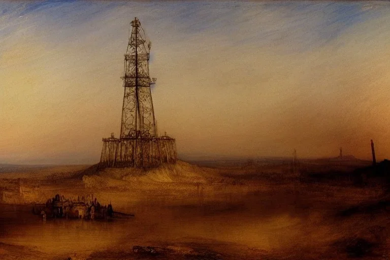 and oil rig in the desert painted by william turner