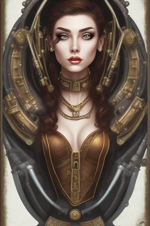 portrait of a steampunk lady on a white background