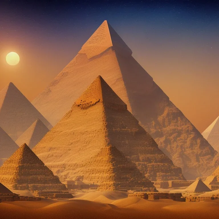 Egyptian pyramid buried in the sands, artistic painting, detailed painting elements with full HD quality, lasting effect, 4K, 8K, 16K