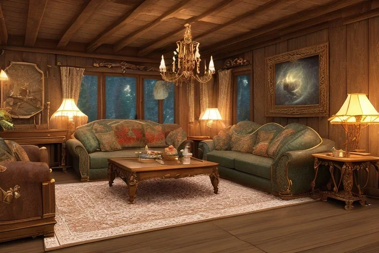 fantasy cottage living room cozy