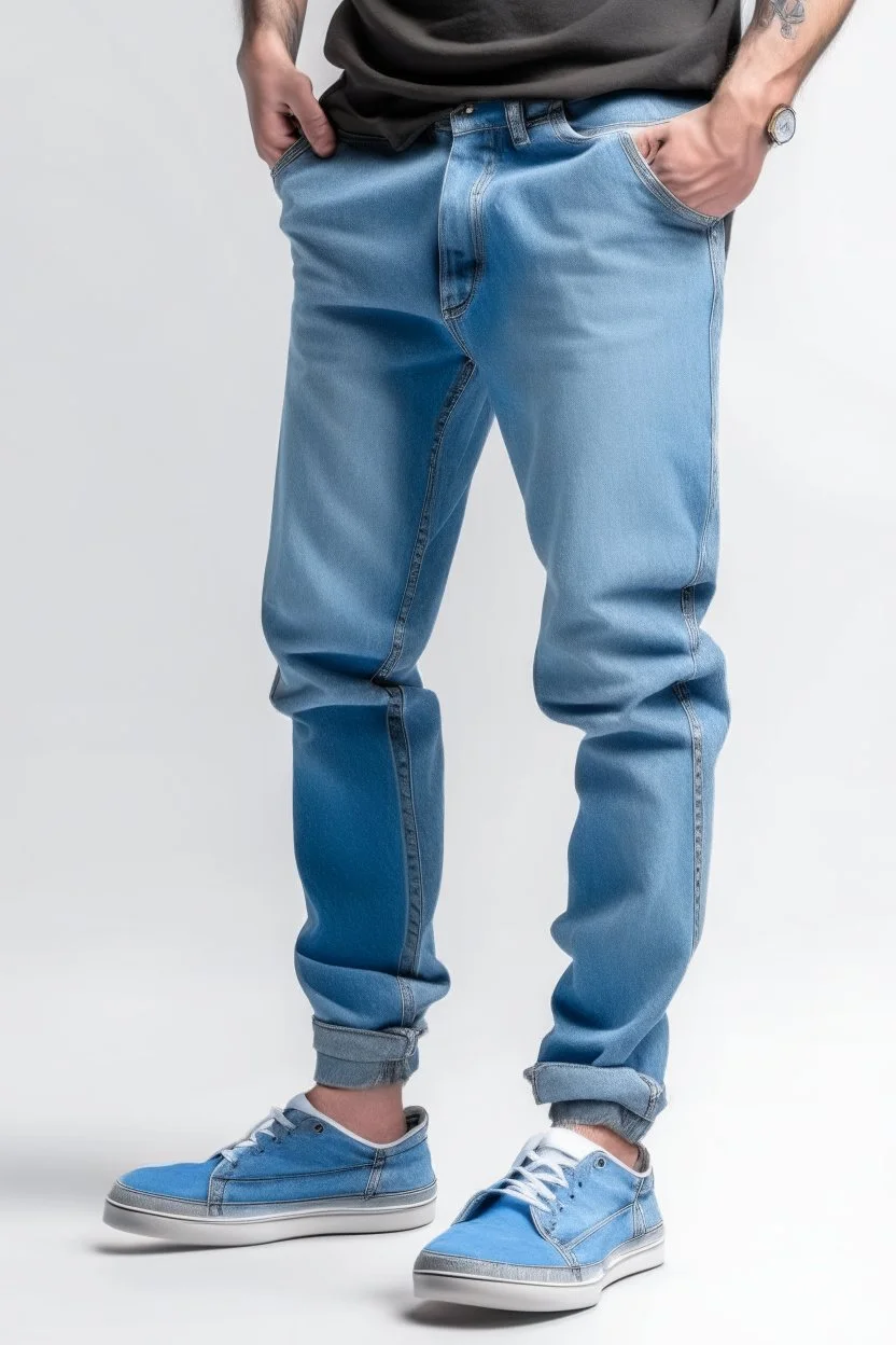 Man's large baggy fit light blue jeans