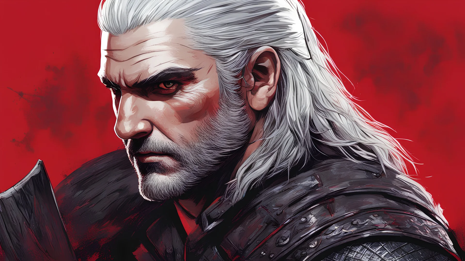 geralt of rivia, red background