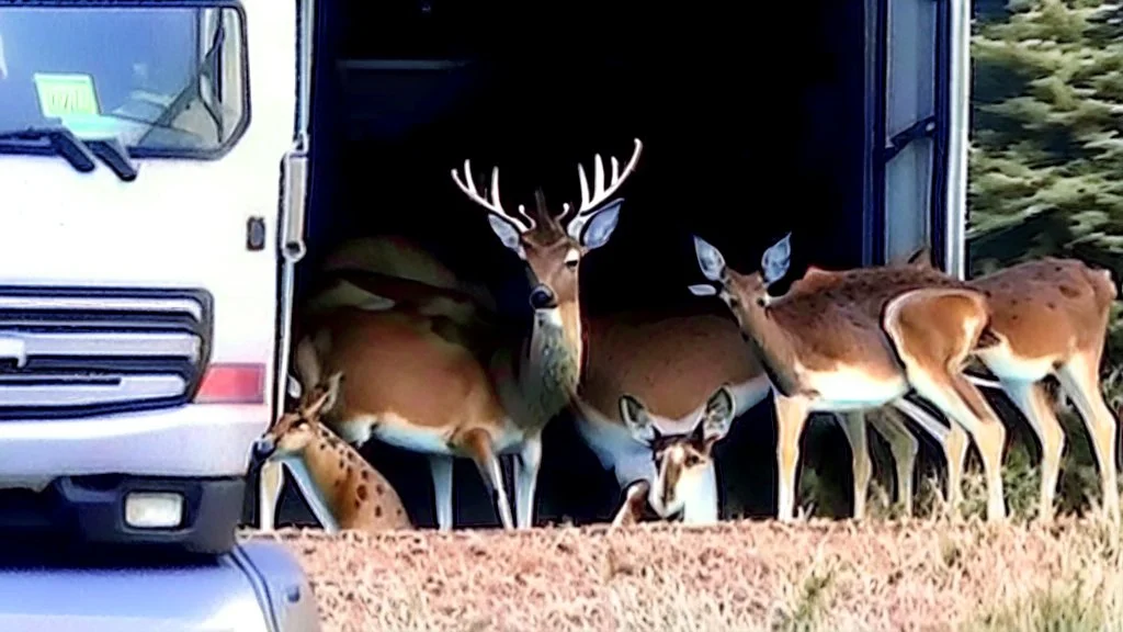 the deceased deer's family raids the moving truck company that hit their fawn