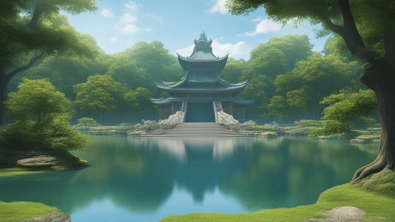 парк, зона озера, "царство водяного"