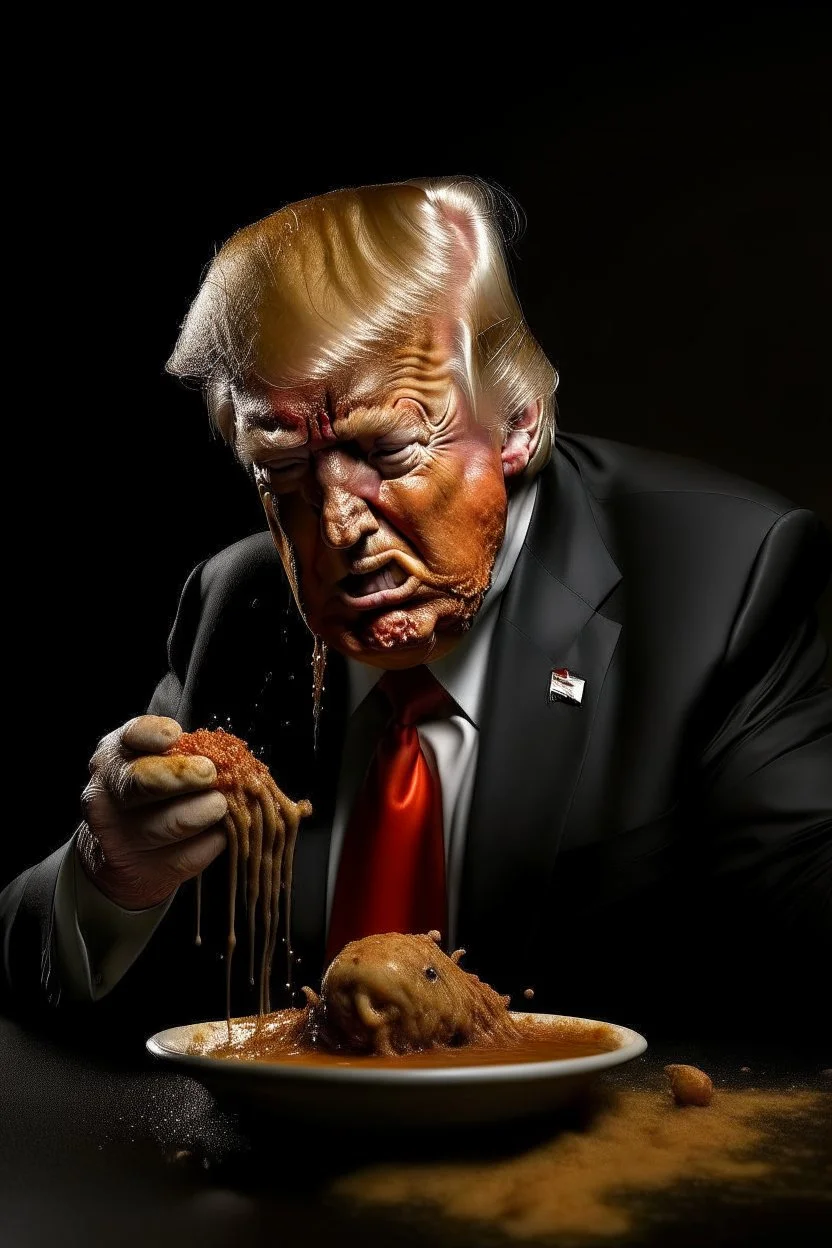 President Donald J. Trump as maggot with festering sores eating himself alive