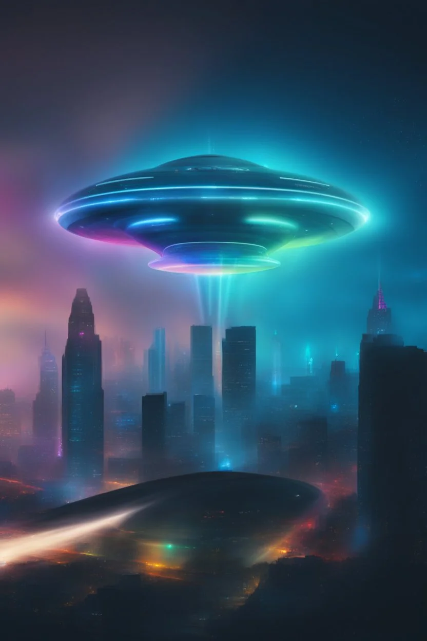 ufo rainbow, cité très futuriste ultra moderne, ufos fleet, intergalactic,angels