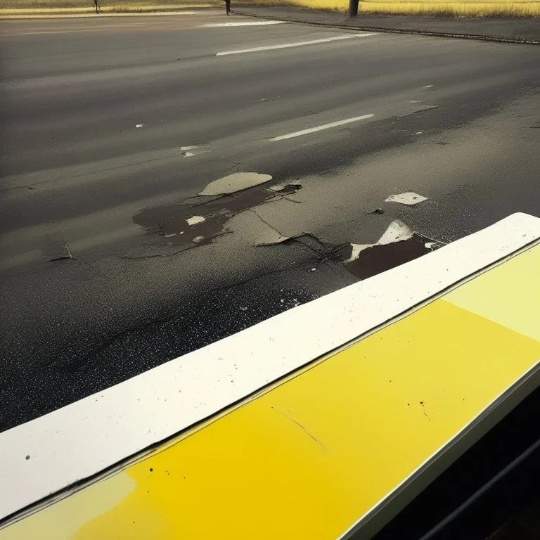 Minimal abstract oil paintings desolate 1960s carpark concrete fragments. Yellow road markings. style of Justin Mortimer and Francis Bacon.