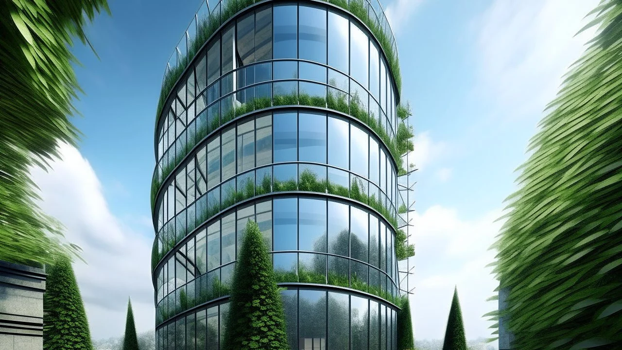 we live in a glass-walled greenhouse shaped like a vertical helix, architecture