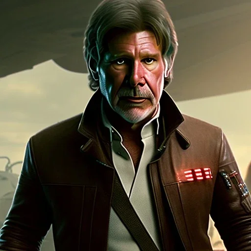 transparent portrait of harrison ford as han solo, brown eyes, realistic, rough facial skin, cinematic lighting, photorealistic, volumetric light and shadow, hyper HD, octane render, unreal engine, insanely detailed and intricate, hyper-realistic,