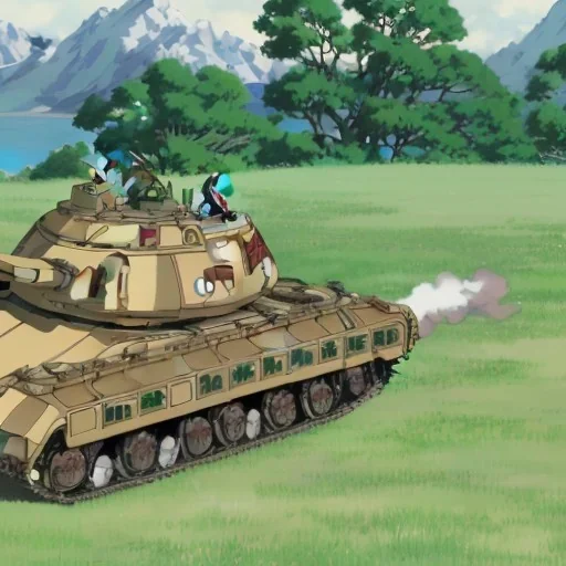 mecha with tracks for a tank and his hands are machine guns and The mecha head driver is an animal