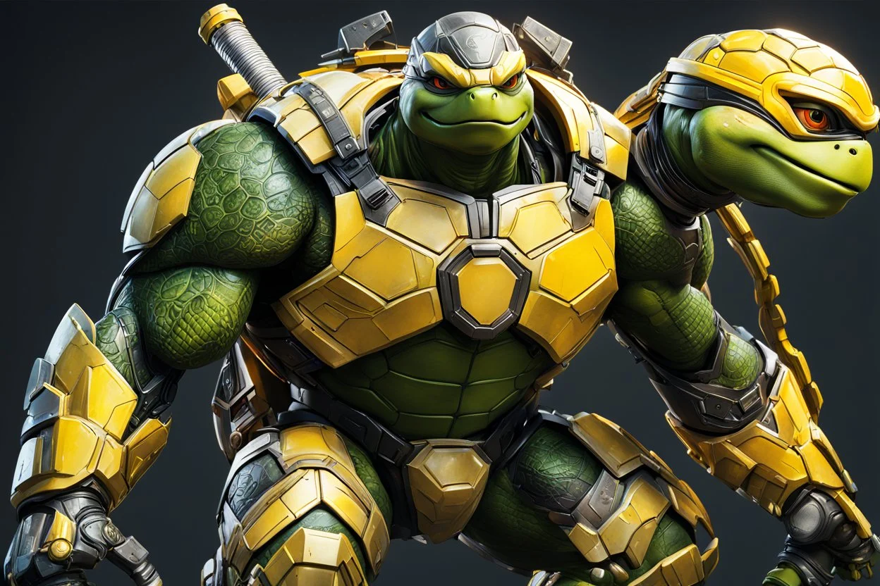 Michelangelo machine in 8k live anime artstyle, Turtles, yellow custom, TMNT them , dynamic pose, intricate details, highly detailed, high details, detailed portrait, masterpiece,ultra detailed, ultra quality