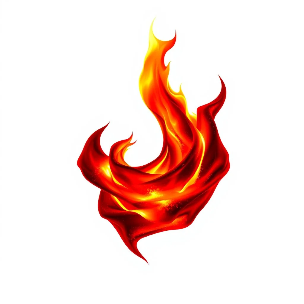 a fire with dark embers, the flames spiral to make the shape of a rose flower(red) , black and red Vector on white background