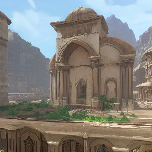 deep underground society with pueblo, greek, and islamic architecture