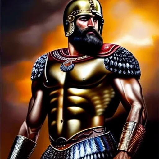 Ultra detailed fullbody Portrait in oil on canvas of Leonidas I of Sparta with armor,helmet,extremely detailed digital painting,ultrarealistic skin,intense stare, extremely detailed face, crystal clear eyes, mystical colors ,perfectly centered image, perfect composition, rim light, beautiful lighting,masterpiece ,8k, stunning scene, raytracing, anatomically correct, in the style of Simon Bisley and Ohrai Noriyoshi and robert e howard and Steve Jung and Wizyakuza and uncannyknack.