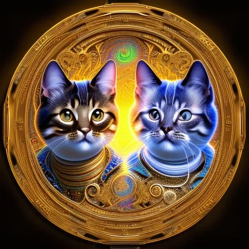 3d cute cats, beautiful rich, detailed yin and yang symbol, shiny, intricate, gorgeous, ultrafine detail, hyperrealism, trending , sharp focus, intricate details, highly detailed, glowing, glitter, complementary colours