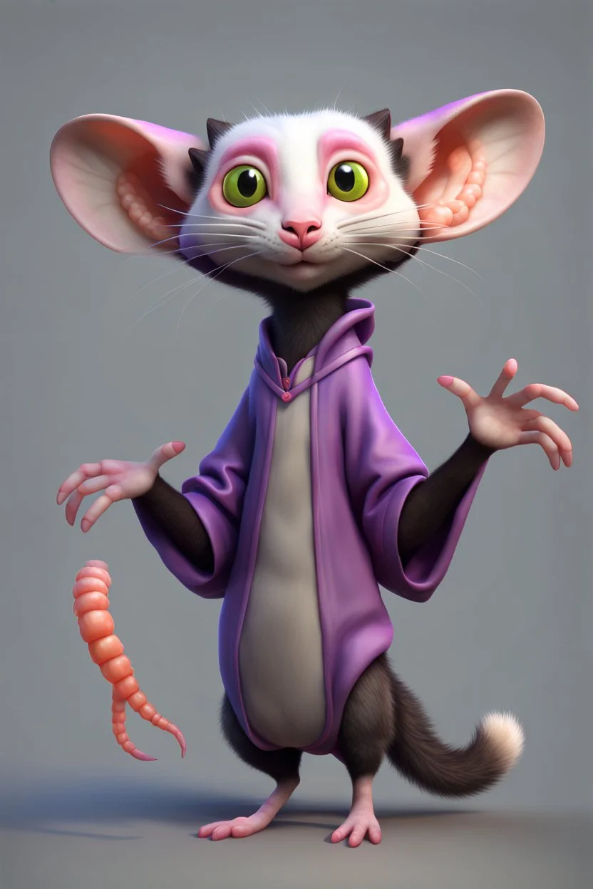 hi poly Mud witch cat shrimp Monkey Opossum T-pose just the character and simple background